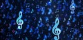 Blue blurred musical abstract bokeh background with notes Royalty Free Stock Photo