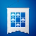 Blue Board game of checkers icon isolated on blue background. Ancient Intellectual board game. Chess board. White and Royalty Free Stock Photo