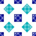 Blue Board game of checkers icon isolated seamless pattern on white background. Ancient Intellectual board game. Chess Royalty Free Stock Photo