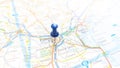 A blue board pin stuck in Padova on a map of Italy