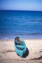 Blue Boat Beach Caribbean Sea Still Life Royalty Free Stock Photo