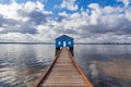 Blue Boat House - The Crawley Edge Boatshed located on the Swan River at Crawley in Perth, WA Royalty Free Stock Photo