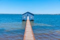 Blue boat house in Perth, Australia Royalty Free Stock Photo