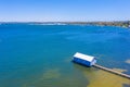 Blue boat house in Perth, Australia Royalty Free Stock Photo