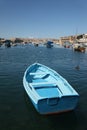 Blue Boat in Kalkara Creek Royalty Free Stock Photo