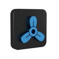 Blue Boat propeller, turbine icon isolated on transparent background. Black square button. Royalty Free Stock Photo