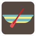 Blue boat with red paddle, icon Royalty Free Stock Photo