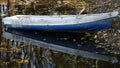 Blue boat on Sticlarie Lake Royalty Free Stock Photo