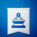 Blue Boat swing icon isolated on blue background. Childrens entertainment playground. Attraction riding ship, swinging Royalty Free Stock Photo