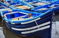 Blue boats of Essaouira, Morocco Royalty Free Stock Photo