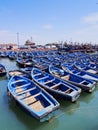 Blue boats in Essaouira, Morocco