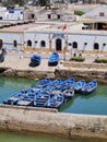 Blue boats in Essaouira, Morocco