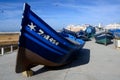 Blue boats in Essaouira, Morocco Royalty Free Stock Photo