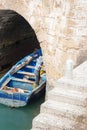 Blue boats, port, Essaouira, Morocco Royalty Free Stock Photo