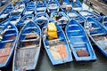 Blue boats, port Essaouira, Morocco Royalty Free Stock Photo