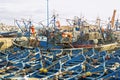 Blue boats, port, Essaouira, Morocco Royalty Free Stock Photo