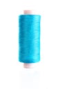 Blue bobbin thread isolated Royalty Free Stock Photo