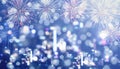 Blue Bokeh Background, blurred defocus Bokeh light of night city with celebration firework