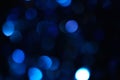 Blue bokeh circles close-up. Festive background