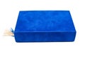 Hardcover book covered with blue velvet on a white background Royalty Free Stock Photo