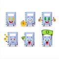 blue book cartoon character with cute emoticon bring money Royalty Free Stock Photo
