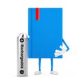 Blue Book Character Mascot with Rechargeable Battery. 3d Rendering