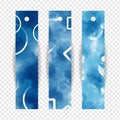 Collection of Blue bookmark tags design illustration with abstract watercolor paint.