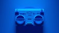 Blue Boombox Post-Punk Stereo with Blue Background Royalty Free Stock Photo