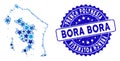 Blue Star Bora-Bora Map Collage and Grunge Seal