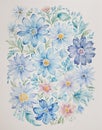 blue botanical flowers watercolorwarm watercolor colors in white background. Royalty Free Stock Photo