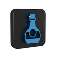 Blue Bottle of cognac or brandy icon isolated on transparent background. Black square button. Royalty Free Stock Photo