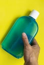 Blue bottle of disinfectant Royalty Free Stock Photo