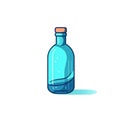 Minimalist Blue Glass Bottle Illustration - Colorful 2d Game Art Royalty Free Stock Photo