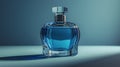 Blue Bottle of Perfume on Table Royalty Free Stock Photo