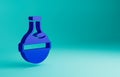 Blue Bottle with potion icon isolated on blue background. Flask with magic potion. Happy Halloween party. Minimalism