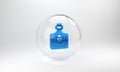 Blue Bottle with potion icon isolated on grey background. Flask with magic potion. Happy Halloween party. Glass circle Royalty Free Stock Photo