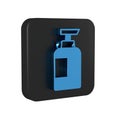 Blue Bottle of shampoo icon isolated on transparent background. Black square button. Royalty Free Stock Photo