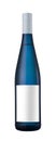 Blue bottle of wine with blank label Royalty Free Stock Photo