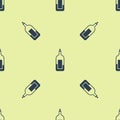 Blue Bottle of wine icon isolated seamless pattern on yellow background. Vector Illustration Royalty Free Stock Photo