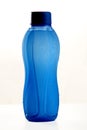 Blue bottle wit chilled wateron white background