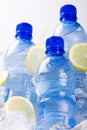 Blue bottles of water in ice Royalty Free Stock Photo