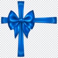 Blue bow with crosswise ribbons