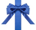 Blue bow with horizontal cut ends on ribbon