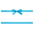 Blue bow made of satin ribbon