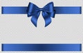 Blue bow and ribbon for chritmas and birthday decorations Royalty Free Stock Photo