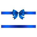 Blue bow and ribbon vector. bow with ribbon for christmas and birthday decorations Royalty Free Stock Photo