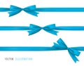 Blue bow with ribbon. Vector set of beautiful bows. Royalty Free Stock Photo