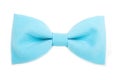 Blue bow tie accessory for respectable people on an isolated white background