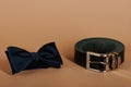 Blue bow tie and black belt Royalty Free Stock Photo