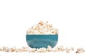 blue bowl with popcorn Royalty Free Stock Photo